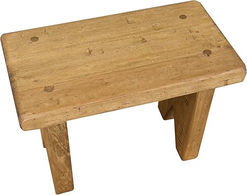Biscottini Tabouret en Bois Bas 26x13x18 cm | Tabouret de Salle de Bain | Banc en Bois | Petit Tabouret en Bois | Support pour Plantes - Nail Gallerys