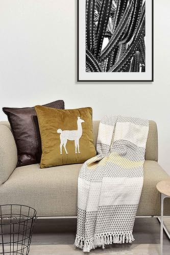 nielsen HOME Plaid Dana, 150x200 cm, Blanc Brun Jaune, Coton - Nail Gallerys