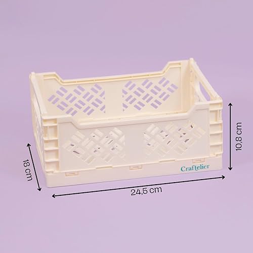 Craftelier - Boîte pour l'organisation et le stockage des matériaux d'artisanat | Design pliable et empilable | Grande taille - Dimensions boîte ouverte 24,5 x 18 x 10,8 cm - Jaune - Nail Gallerys