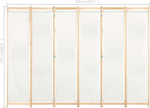vidaXL Cloison de s¨¦paration 6 Panneaux CR¨¨me 240 x 170 x 4 cm Tissu - Nail Gallerys