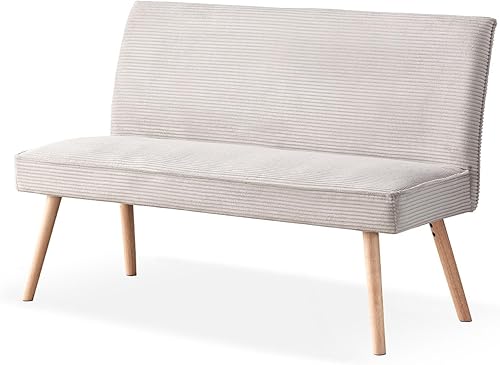 B&D Home Banc Paul 120cm en Velours Côtelé avec Dossier et Pieds en Bois Massif pour Salle à Manger, entrée ou Dressing, Cordon Anthracite, 11309-140-ANTR - Nail Gallerys