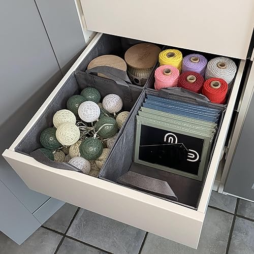 HAPPYNEST Lot de 4 boîtes de rangement, spécialement conçus pour IKEA PAX50, organiseurs de tiroirs, robustes, système de rangement d'armoire, avec poignées, idéal pour armoire, gris, 6,5 l, pliables - Nail Gallerys