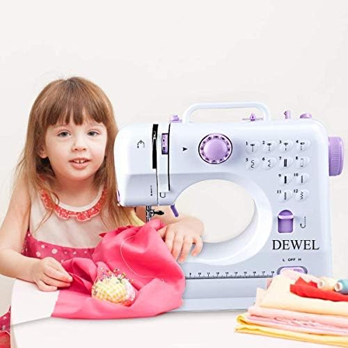 DEWEL Machine à Coudre 12 Ponits Fil et Vitesse Double avec Bobine de Fil Canette et Pédale avec LED éclairage Ajustable Multifonctionnelle portable Outil de Couture Domestique - Nail Gallerys