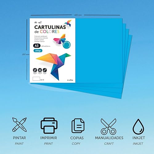 Cartulina de Colores, Cartulina A3, Folios Colores 180gr, Bloc cartulina colores pastel, Ideal para Manualidades, Imprimir tus Documentos y Diseños Creativos · m-office (25 Hojas, Crema) - Nail Gallerys