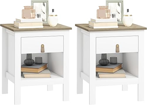 HOMCOM Lot de 2 Tables de Chevet Table de Nuit avec tiroir et Compartiment Ouvert, Style Moderne pour Chambre à Coucher, Salon, 45 x 40 x 55 cm, Vert - Nail Gallerys