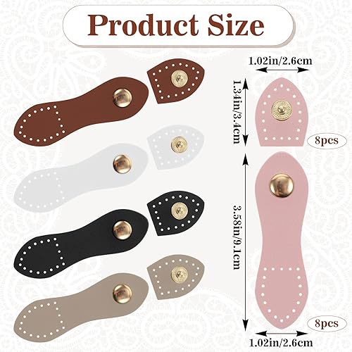 Lot de 8 fermetures à boutons pression en cuir à coudre avec boucles en cuir et métal pour sac à main, portefeuille, sacs, étui de téléphone portable, veste, ordinateur portable - Nail Gallerys