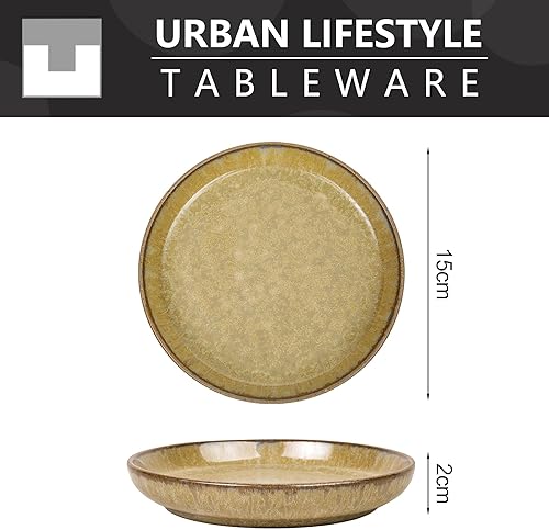 Urban Lifestyle Lot de 4 petites assiettes Mezze, multicolores, en grès, 15 x 2,5 cm, pour entrées, collation, antipasti, mezze, pour dessert, petit-déjeuner, à collation - Nail Gallerys