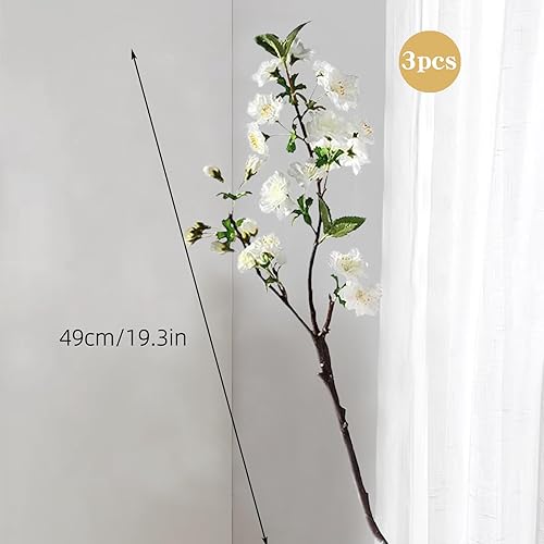 HNLMZ Lot de 3 branches de cerisier artificielles en soie - 49 cm - Fleurs de printemps artificielles - Pour la maison, le mariage, le jardin, la décoration de fête - Rose clair - Nail Gallerys