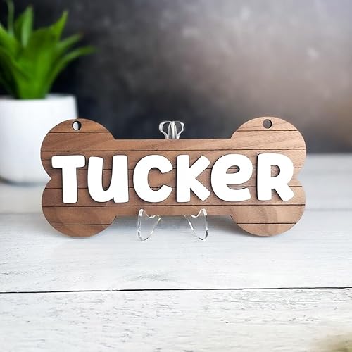 Plaque de caisse personnalisée, décoration personnalisée for chien, étiquette de caisse suspendue, plaque de caisse avec nom personnalisé, noyer, cadeau personnalisé for animal de compagnie, amoureux - Nail Gallerys
