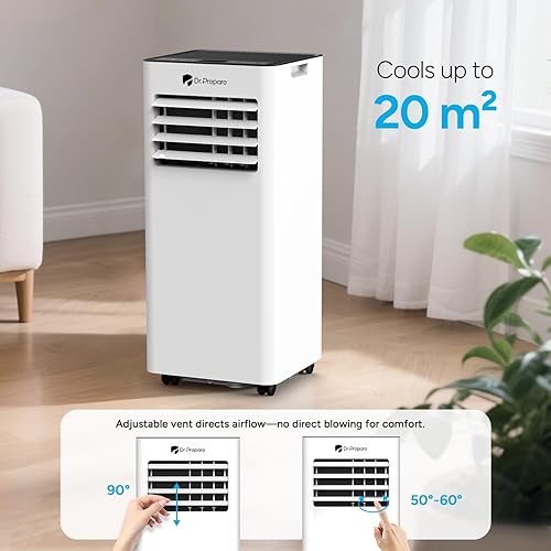 DR.PREPARE Climatiseur Mobile Silencieux 7000 BTU, Climatiseur Portable 4 en 1, Refroidissement, Déshumidificateur, Ventilateur et Modes Sommeil, Télécommande, Refroidit 20 m², Minuteries 1-24H - Nail Gallerys