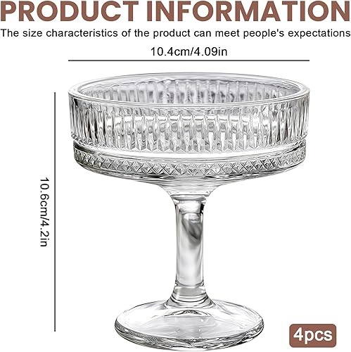 PORFOYO Coupe Cristal De Champagne Vre,4 Pièces 180 ml Verrs A Cocktail,Veres A Champagne,Verr Cocktail,Verre A Vin En Verre Haut Pour Maison,Espresso Martini,Margarita,Desserts - Nail Gallerys