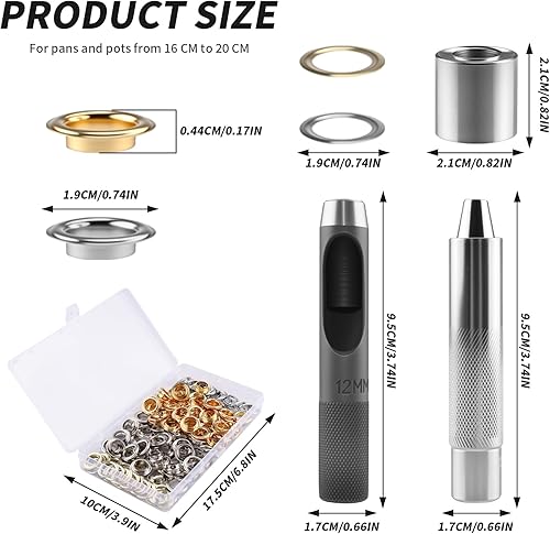 Foydream 120 Pcs Oeillets pour Baches 12mm, Kit Oeillet Couture Outils en Métal, Ensemble Pince a Oeillet et Rondelle pour Bâche, Toile, Chaussures, Vêtements, Noyaux de perles, Tissu, Cuir et Sac - Nail Gallerys