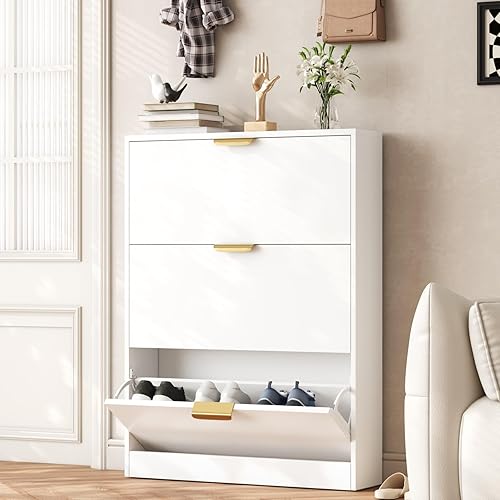 VOWNER Meuble Chaussures, Meuble de Rangement à Chaussures Armoire, Commode à Chaussures, Meuble d'entrée Rangement pour Chaussures, 80 x 17 x 107 cm - Nail Gallerys