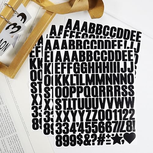 Lot de 490 lettres autocollantes en vinyle - 5 feuilles de 2,5 cm - Pour boîte aux lettres, scrapbooking, bricolage et bricolage - Lettres adhésives résistantes aux intempéries - Noir - Nail Gallerys