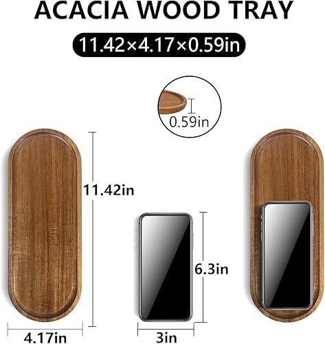 Lot de 2 plateaux de service ovales en bois de 29 x 10 cm pour charcuterie, fromage, dessert, collation, pain, fruits, apéritifs - Nail Gallerys