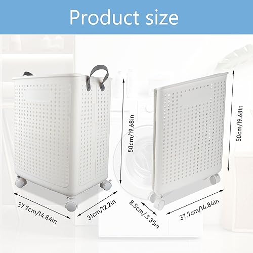 Corbeille a Linge Sale Pliable, 41.5L, Bac à Linge Sur Roulettes, Peu Encombrant et Portable, Panier a Linge a Roulette avec Anse Panier de Rangement for Buanderie Chambre à Coucher Dortoir - Nail Gallerys