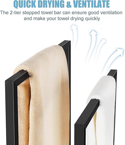 Porte-Serviettes pour Salle de Bain, 2 Niveaux autoportants, en Acier Inoxydable, pour Salle de Bain, Porte-Serviettes, Porte-Serviettes, Porte-couvertures, Noir - Nail Gallerys