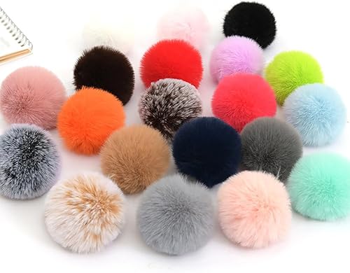 Lot de 30 Petites Boules en Fausse Fourrure de 3 cm pour travaux manuels, Jolis Pompons Duveteux et décoratifs de vêtements avec Boucle élastique Multicolore - Nail Gallerys