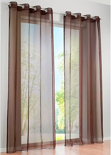 SMITHOOM Lot de 2 Rideaux Voilage à Oeillets Classique Couleur Unie Translucide Voilage pour Salon Décor Chambre Enfant Balcon Cuisine, Rouge, 140x245cm - Nail Gallerys