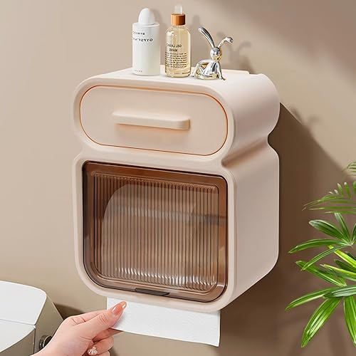 Libershine Porte-Papier Toilette muralavec étagère et tiroir,Porte-mouchoirs Fonctionnel pour Salle de Bain,Papier hygiénique,étanche et Anti-poussière pour Salle de Bain/Toilettes - Nail Gallerys