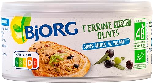 BJORG - Terrine Olives Bio Recette Veggie - Terrine Végétarienne Sans Huile de Palme - 125 g - Nail Gallerys