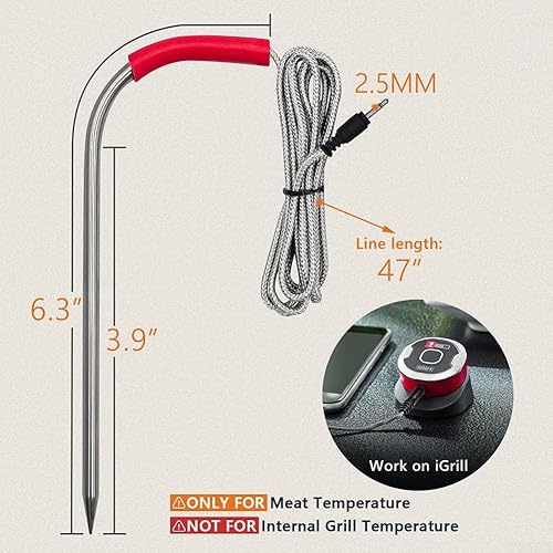 Sonde de température de viande à double aiguille, pour barbecues et fours Weber, sonde à viande en acier inoxydable avec clips de sonde pour gaz Weber et four à granulés Smokefire - Nail Gallerys