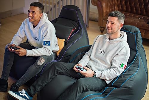 Game Over Chaise Longue Pouf Jeux Vidéos | Salle De Séjour Intérieure Fauteuil Gamer | Poches Latérales pour Les Manettes | Support De Casque (Foudre Céruléenne) - Nail Gallerys