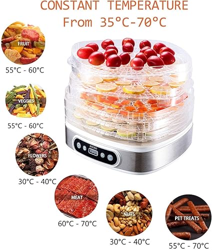 zociko Déshydrateur Alimentaire, Machine électrique déshydrateur de nourriture de la marque, Déshydrateur de viande séchée, Déshydrateur de légume de fruit, 5 plateaux empilables, 500W - Nail Gallerys