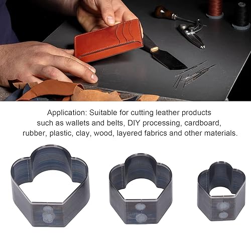 3pcs Outils de Coupe Cuir Kit, Ensemble d'outils de Poinçon Creux en Cuir en Forme de Couronne, Matrice De Découpe en Acier à Haute Teneur Carbone pour la Fabrication Artisanat De Ceinture Sac DIY - Nail Gallerys