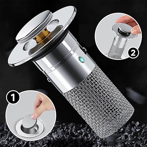 Koufeil Filtre De Drainage De Sol en Acier Inoxydable, Bouchon De Lavabo De Salle De Bain Attrape Cheveux, Filtre De Vidange D'évier Pop Up avec Panier Filtrant Amovible en Acier Inoxydable (1Pcs) - Nail Gallerys