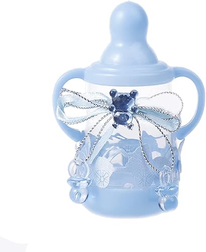 Lichi Lot de 12 bouteilles de bonbons - Avec mini biberon - Pour baby shower Favors - Bleu - Nail Gallerys
