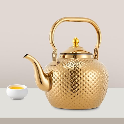 ThéIèRe En Acier Inoxydable Doré Avec Passoire à Thé ThéIèRe De Table 2l Utilisable Sur Les Tables De Cuisson à Induction RéChauds à Gaz Convient Aux Restaurants à Domicile Camping - Nail Gallerys