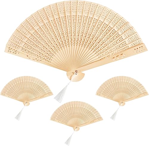 Eventails à Main, 4 Pièces Pliable Ventilateurs Pliants en Bambou Eventail à Main en Tissu Chinois Éventails de Mariage Pliant Ventilateur Éventail Creux Mariage pour Décoration - Nail Gallerys