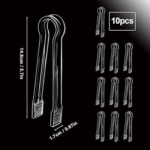 SAVITA 10 Pièces 14,6 x 1,7 cm Pinces de Service Buffet, Pinces à Glace en Plastique Transparent Petites Pinces de Cuisine pour Buffets Apéritifs et Desserts (Transparent) - Nail Gallerys
