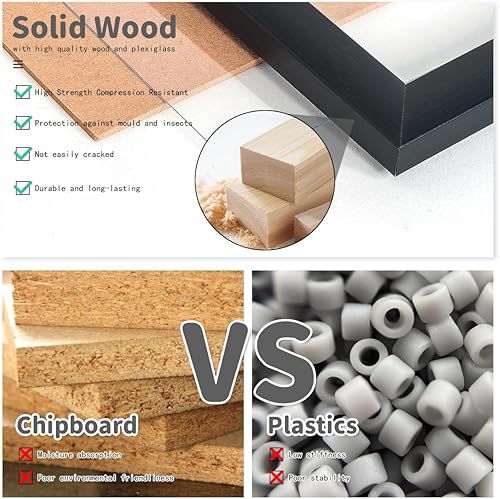 UHOUSEST Cadre photo en bois - 50 x 70 cm - Pour impression de 50 x 70 cm - Noir - Avec passe-partout - Pour montage mural vertical ou horizontal - Nail Gallerys