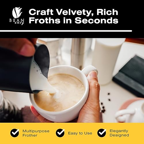 Bean Envy Fouet électrique mousseur pour le lait - Pour créer le latte parfait – Support en acier inoxydable inclus - Nail Gallerys