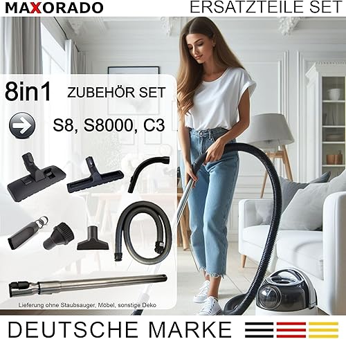 Maxorado Brosse combinée + tuyau + poignée + tuyau + buses - Accessoires de rechange compatibles avec Miele C2, Complete C3, S8, S8340, S8430, S8520, S8530, S8710, S8730, S8790 - Nail Gallerys