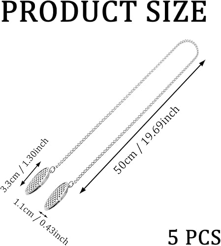 SYEYCW 5 Pièces Chaînes de Serviettes, 56cm Clips de Attache Serviettes en Métal, Portables Chaîne Attache Clip, Pinces Bavoir pour Seniors, Adultes, Enfants, pour la Maison, les Restaurants, Argent - Nail Gallerys