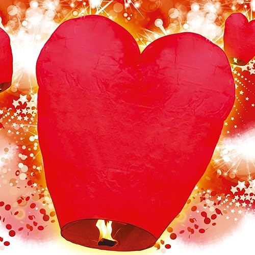 Pyragric - LANTERNE VOLANTE C UR PAPIER BIO 90X90CM ROUGE - Nail Gallerys