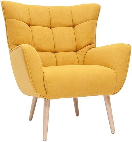 Miliboo Fauteuil scandinave en Tissu Effet Velours Jaune Moutarde et Bois Clair Avery - Nail Gallerys
