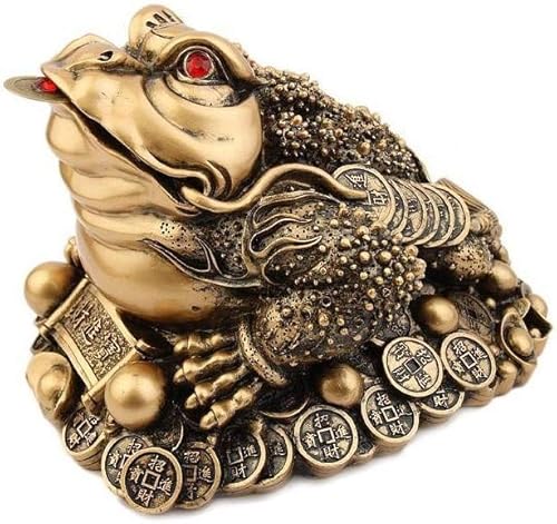 lachineuse - Crapeau de Fortune Feng Shui Doré - Crapeau à 3 Pattes - 10 x 8 x 6 cm - Décoration Asiatique Chinoise - Idée Cadeau Originale Chine Asie - Figurine Grenouille Porte-Bonheur Chance - Nail Gallerys