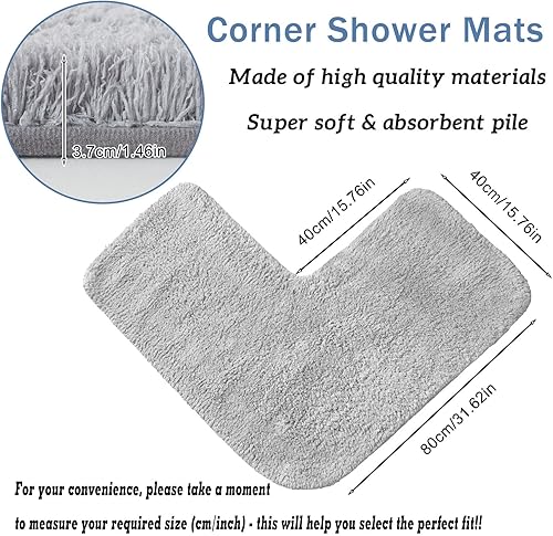 Funvalley Surperfect Tapis de douche d'angle en microfibre ultra doux, ultra absorbant et antidérapant, adapté aux douches d'angle, dimensions intérieures 80 x 80 cm, idéal pour les sols de la salle - Nail Gallerys