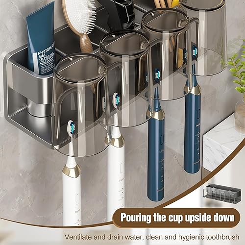 Miawtro Porte-Brosse À Dents, Support Mural pour Tête De Brosse sans Perçage, Organiseur De Brosse À Dents en Acier Inoxydable, Peut Être Utilisé pour Ranger Brosses À Dents Et Ustensiles De Bain - Nail Gallerys