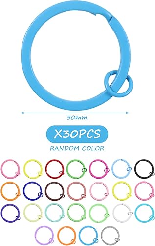 SLAXJNE 30Pcs Porte-Clés Colorés, Porte-Clés Colorés, Porte-Clés En Anneau, Porte-Clés En Anneau, Porte-Clés Colorés Bricolage, Anneaux De Porte-Clés Plats - Nail Gallerys