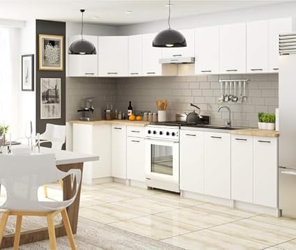 BDW - Armoire de Cuisine Suspendue d’Angle Oliwia W Blanche 60x30x58cm – Meuble Haut de Cusine – Mural -Complete – Placard d’Angle – Vaiselle – Rangement - Nail Gallerys