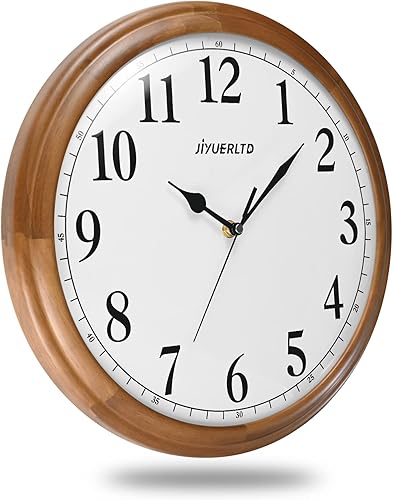 JIYUERLTD Horloge Murale rétro silencieuse en Bois de 35,6 cm, sans tic-tac, Grande Horloge décorative à Quartz à Piles pour Chambre à Coucher, Salon, Cuisine (Large 35cm) - Nail Gallerys