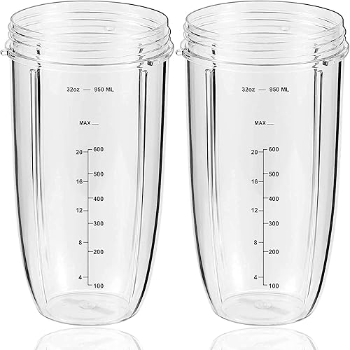 Replacement Parts 32oz Blender Cups (2 Packs) Replacement Blender Cups Compatible with NutriBullet 600w and 900w Blender - Nail Gallerys