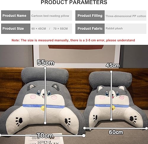 Coussin De Lecture Pour Adultes Et Enfants, Coussin De Dos Pour S'asseoir Au Lit, Jolis Coussins De Dossier 2 En 1 Avec Coussin Nuque Et Accoudoirs, Coussin Soutien Pour La Le(Size:70×55CM,Color:Gris) - Nail Gallerys