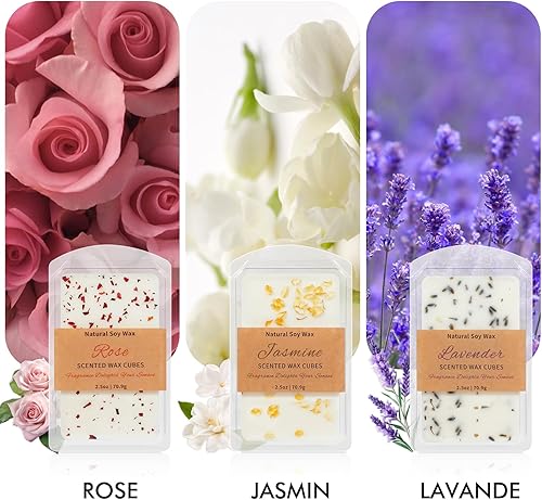 SCENTORINI Cubes de Cire Parfumée avec des Fleurs Séchées, Fondants Parfumées Arôme Floral, Parfums d'Ambiance, Cire de Soja Parfum de Dessert de Gâteau Parfum Maison, d'Ambiance - Nail Gallerys