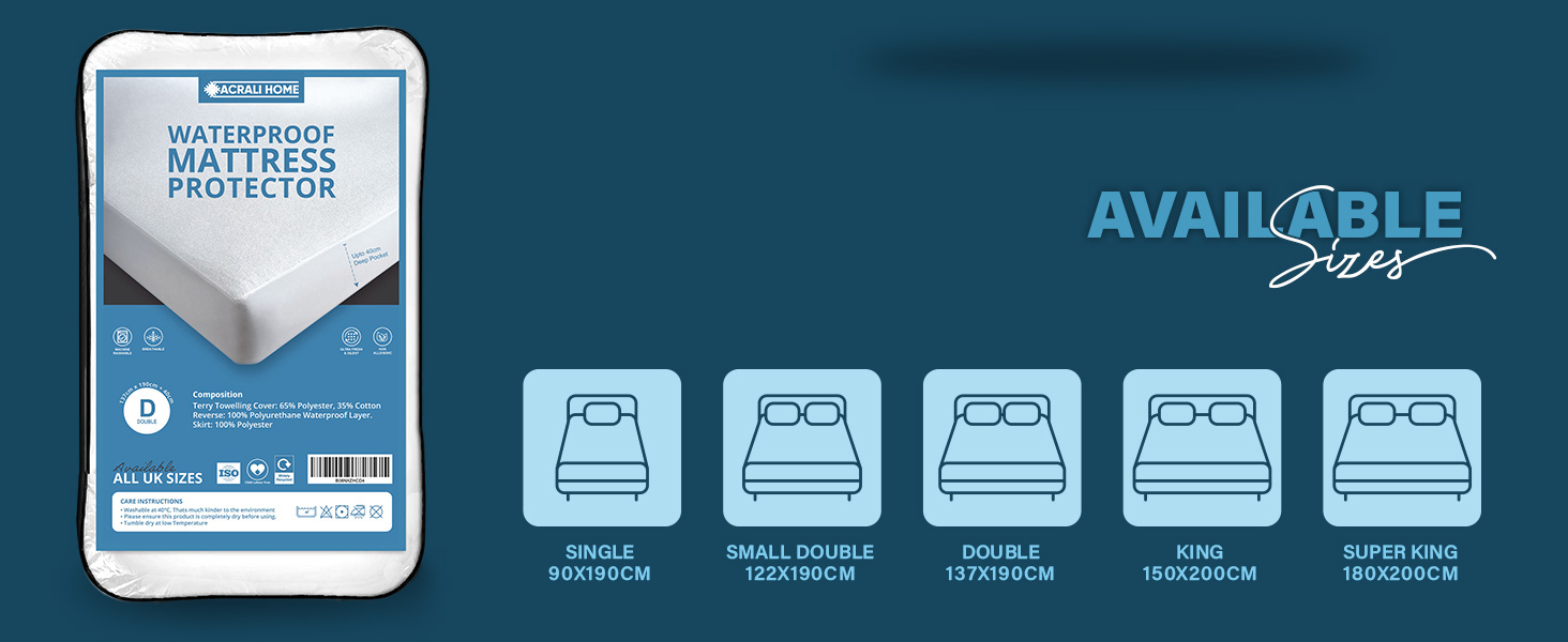 Protège-matelas imperméable, jupe élastique extensible